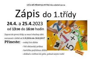 Zápis do prvních tříd na šk. rok 2023/2024